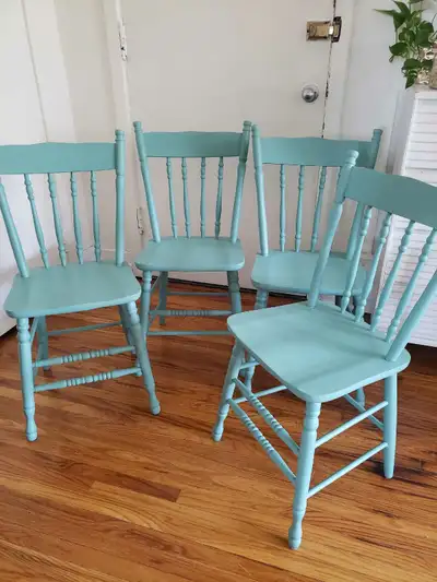 Refinished Solid Wood Patina Farmhouse Style Chairs, View more