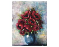 Original Acrylic Painting, Poppies in a Vase