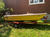 14 foot Boat (with Motor, Trailer and Shelter Logic) 50 HP Merc.