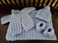 Baby Set - Blanket, Cardigan, Hat and Socks or Booties