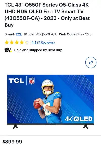 50" Q Class 4K UHD HDR QLED Smart Television with Fire TV, View more