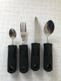 4 Piece Supportive, Wide Non-Slip Grip Utensils