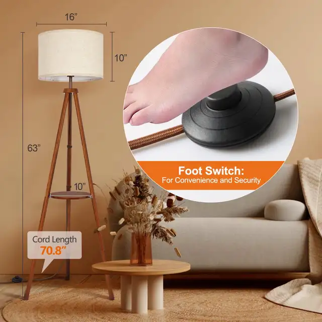 OUTON Tripod Floor Lamp with Shelves in Indoor Lighting & Fans in Markham / York Region - Image 4