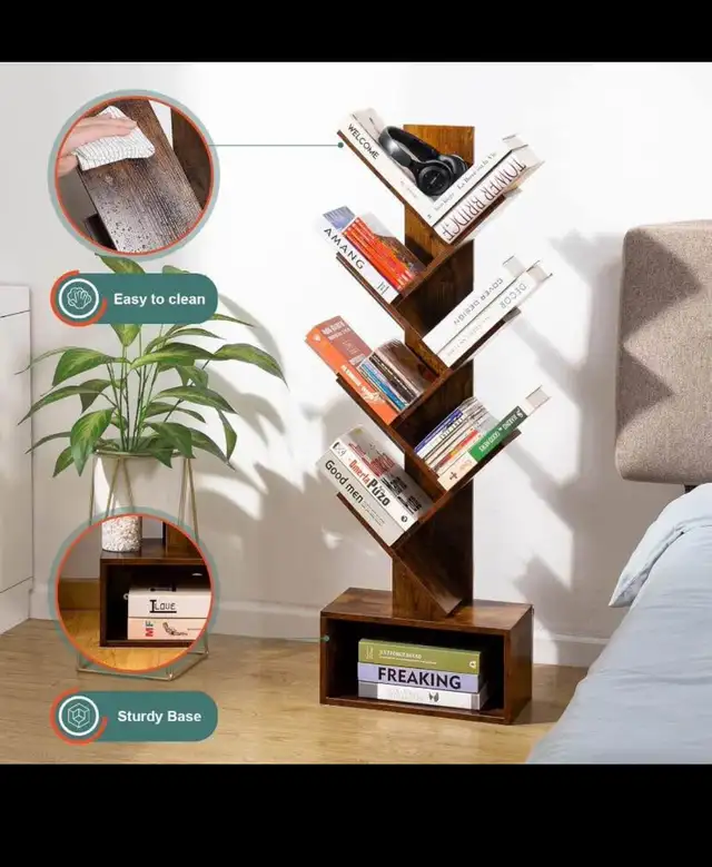 Yoobure Tree Bookshelf - 6 Shelf Retro Floor Standing Bookcase,  in Bookcases & Shelving Units in Hamilton - Image 8