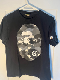 Vintage Bape Bathing Ape Nigo T-Shirt black Grey Camo Big Logo