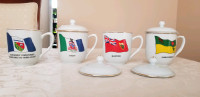 Set of 4 teacups with lids Canadian Provinces
