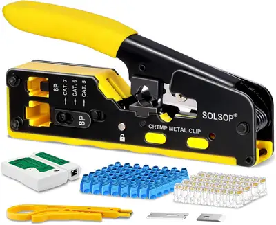 Solsop Pass Through RJ45 Crimper Kit All-in-One Ethernet Crimper, View more