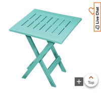 Plastic end table,  patio furniture