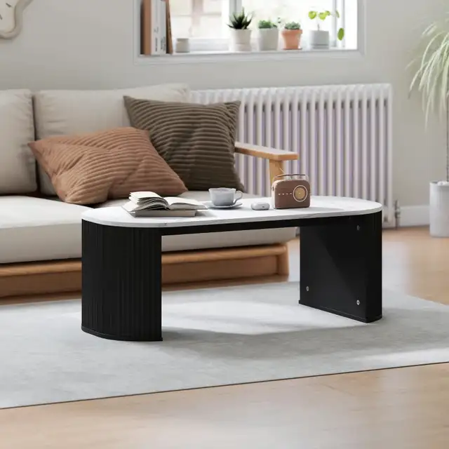 Coffee Table, Modern Marble-Effect Living Room Table with Round  in Coffee Tables in Markham / York Region - Image 2