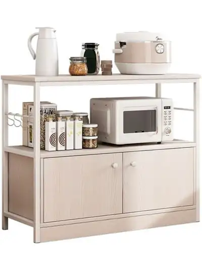 White & Wood Kitchen Storage Rack Microwave Stand 80.5*30*78cm, View more