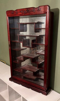 Chinese rosewood snuff bottle display cabinet 32"x19"