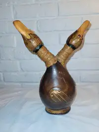 Vintage Duck Heads, Decanter, Leather,  x2 separate compartmets