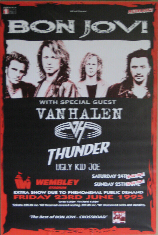Bon Jovi/Van Halen 1995 Tour 3.5 X 5 FEET BUS SHELTER POSTER in Arts & Collectibles in St. Catharines