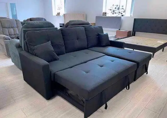Velvet Fabric Sofa Bed -  black62864365253121128