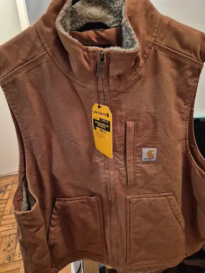 BNWT)Carhartt LG Washed Duck Sherpa-Lined Mock-Neck Vest, View more