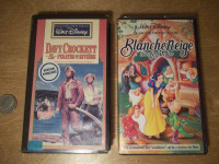 2 VHS-Walt Disney-Davy Crockett et Blanche Neige
