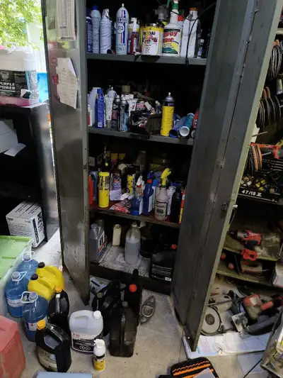 Chemical cabinet and contents, View more