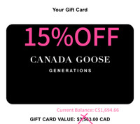 $1694 Gift card! Canada Goose15% OFF ! 