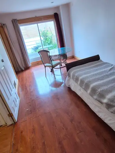 Extra large room with direct acces to patio. All utilities included (hydro,heat, a/c, internet). Par...