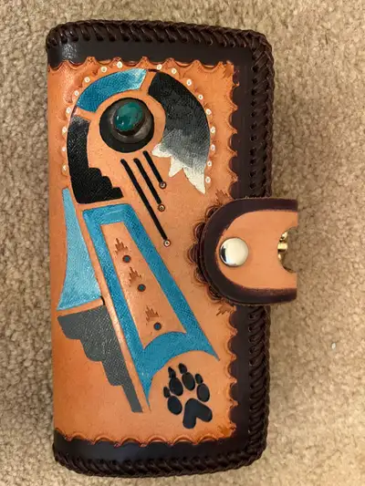 Western Wallet With Turquoise Stone Inlay, View more