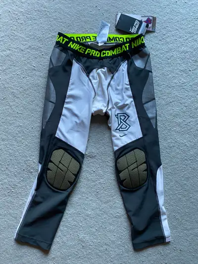 Nike Pro Combat compression baseball tights with jock cup pocket and built-in knee pads. Excellent p...