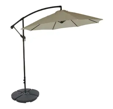 Patio umbrella ShadeFactory 10 ft. offset Secure heavy base - black Tan/gray canopy The base is weig...
