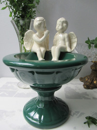 Porcelain Green Goblet with Two Cherubs
