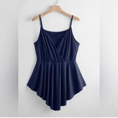 Navy blue Plus Surplice Front Dip Hem Cami Top, View more