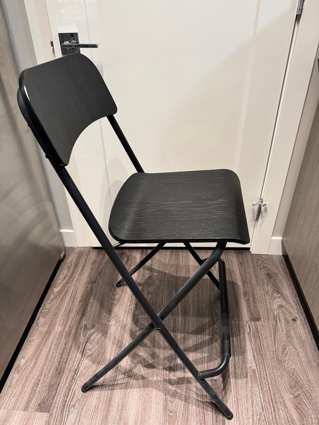 IKEA FRANKLIN Bar stool with backrest foldable black in Chairs & Recliners in Edmonton - Image 2