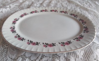 PORCELAIN OVAL MEAT PLATTER - RIDGWAY,  ROMANCE -WHITE MIST  14"