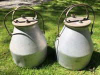 Large Vintage Aluminum Milk Buckets