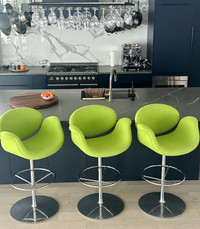 Pierre Paulin Tulip Chairs Set of 3 counter height green modern