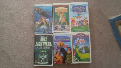 A collection of 6 Disney VHS movies perfect for family movie night! Only $8 call or text 204-795-806...