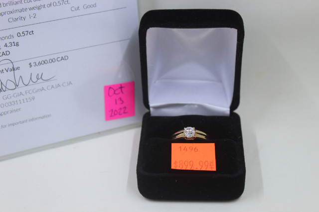 14K Gold Solitaire Engagement Diamond Ring 0.57CT Size 7 (#1496) in Jewellery & Watches in City of Halifax