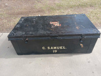 1930s-1940s antique solid steel trunk 
