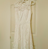 Asymmetrical White Lace Dress XS