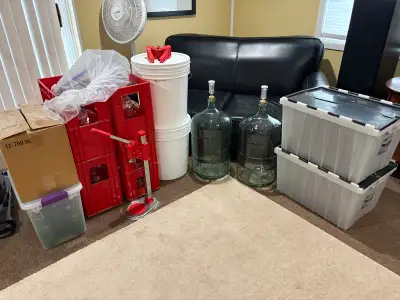 Wine making equipment and wine/ beer bottles, View more