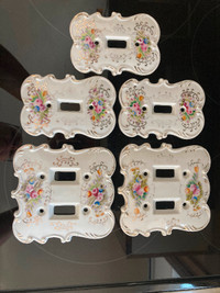 ANTIQUE PORCELAIN SWITCH PLATE COVERS