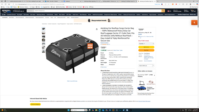 NEW Asinking Fooftop Cargo Bag 21 Cubic Feet in Other in Stratford - Image 4
