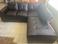 Dark Brown Leatherette Sectional Couch