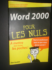 Word 2000 pour les nuls,usagé,Dan Gookin,extra propre,266 pages.