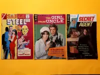 3 1965-67 PI comics: Secret Agent, Girl from UNCLE, Sarge Steel