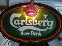 Carlsberg light up oval beer sign 17 x 12 1980's