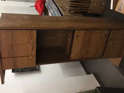 I deliver! Vintage solid wood credenza for an office desk, View more