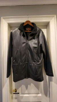 Men's Black Danier Leather Winter Jacket