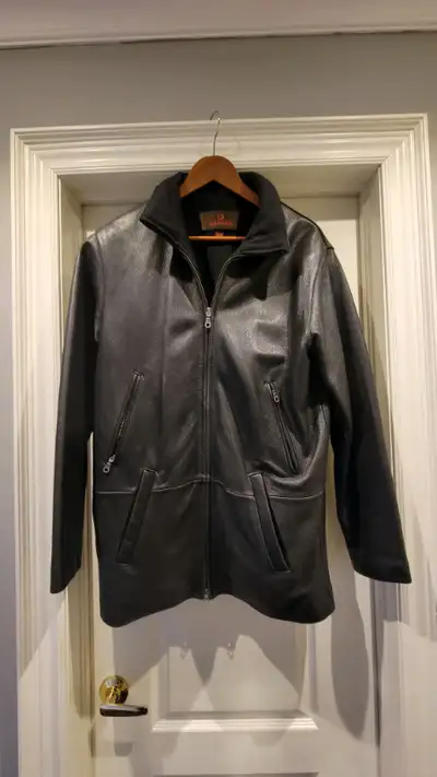 Men's Black Danier Leather Winter Jacket, View more