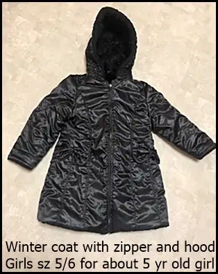 Transcona near club regent casino. Fancy winter coat for girl around age 5. Black with zipper front...