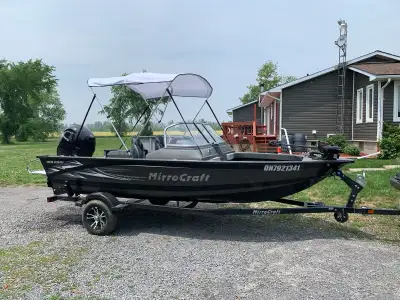 2021 Mirrocraft Holiday 168, 16’ 9” with 90 hp 4 Stroke Tohatsu and Trailer. Includes travel cover,...