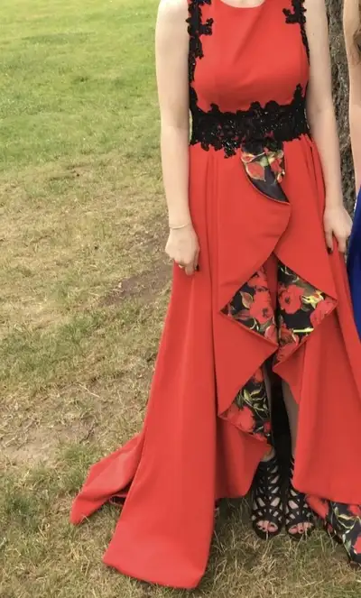 Red Flower Prom / Graduation Dress (Size 6), View more