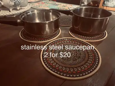 2 Stainless Steel Saucepans, View more